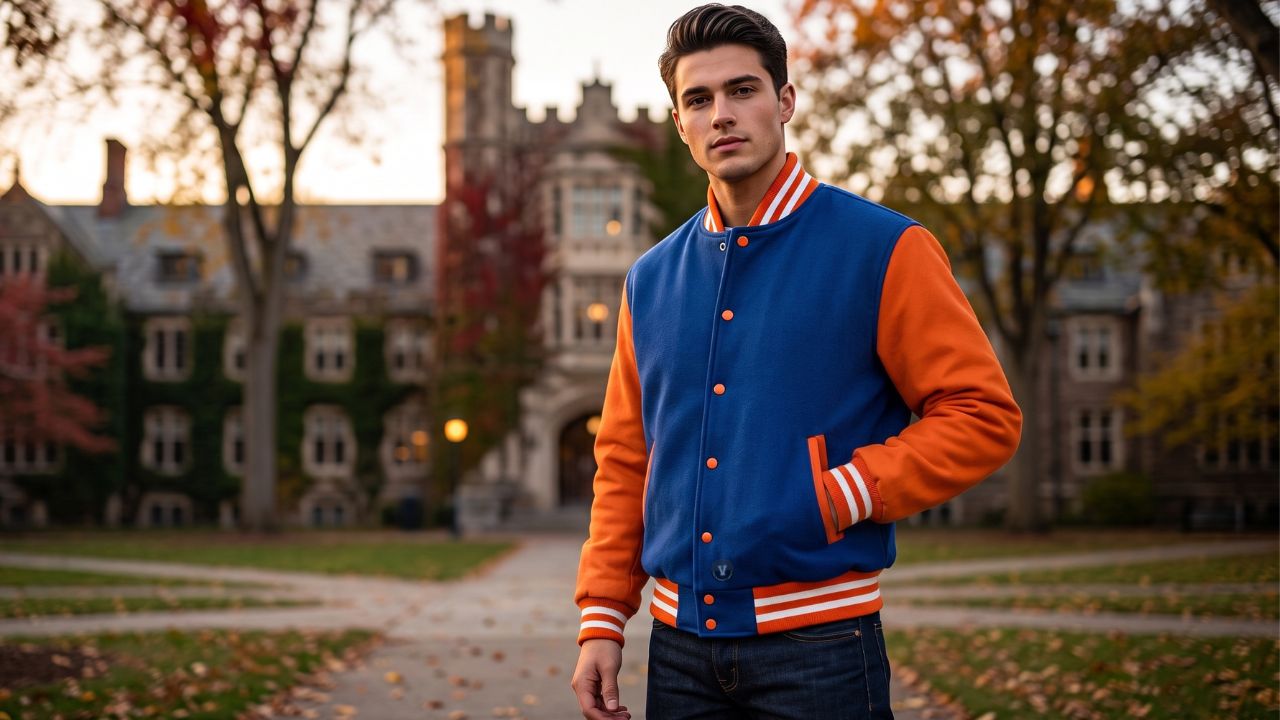 Orange and Blue Letterman Jacket