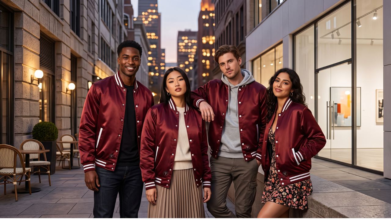 Satin Varsity Jackets with Shine