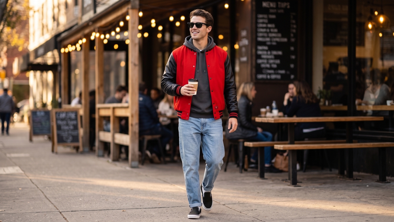 Varsity Jackets With Slip-Ons Casual Comfort