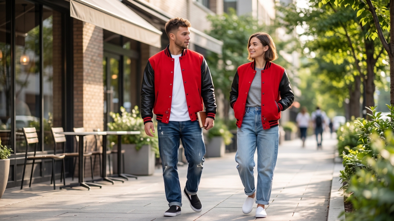 Varsity Jackets With Slip-Ons Casual Comfort
