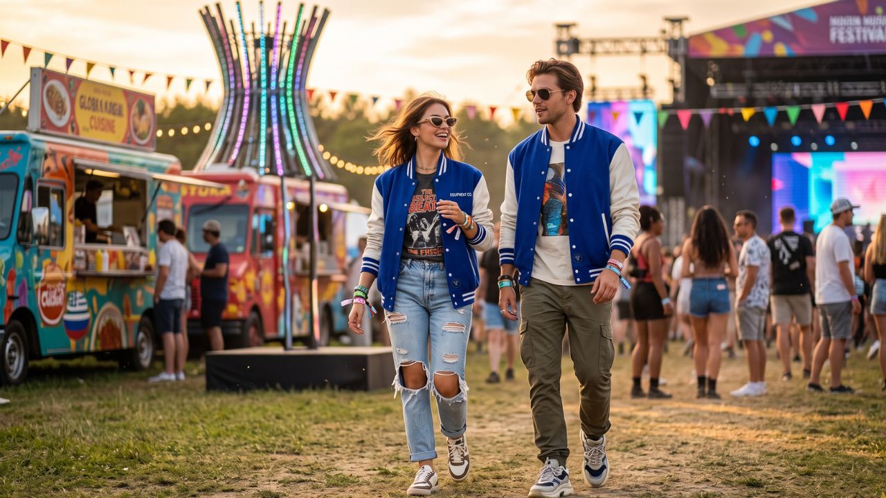 Varsity Jackets for Music Festivals Outfits