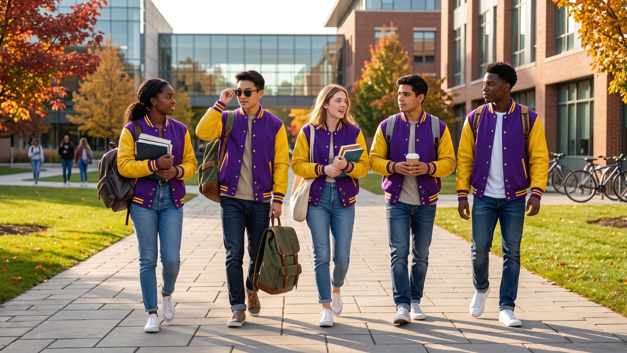 Varsity Jackets with Backpacks School Outfits
