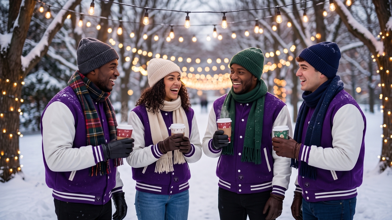 Varsity Jackets with Gloves Winter Accessories