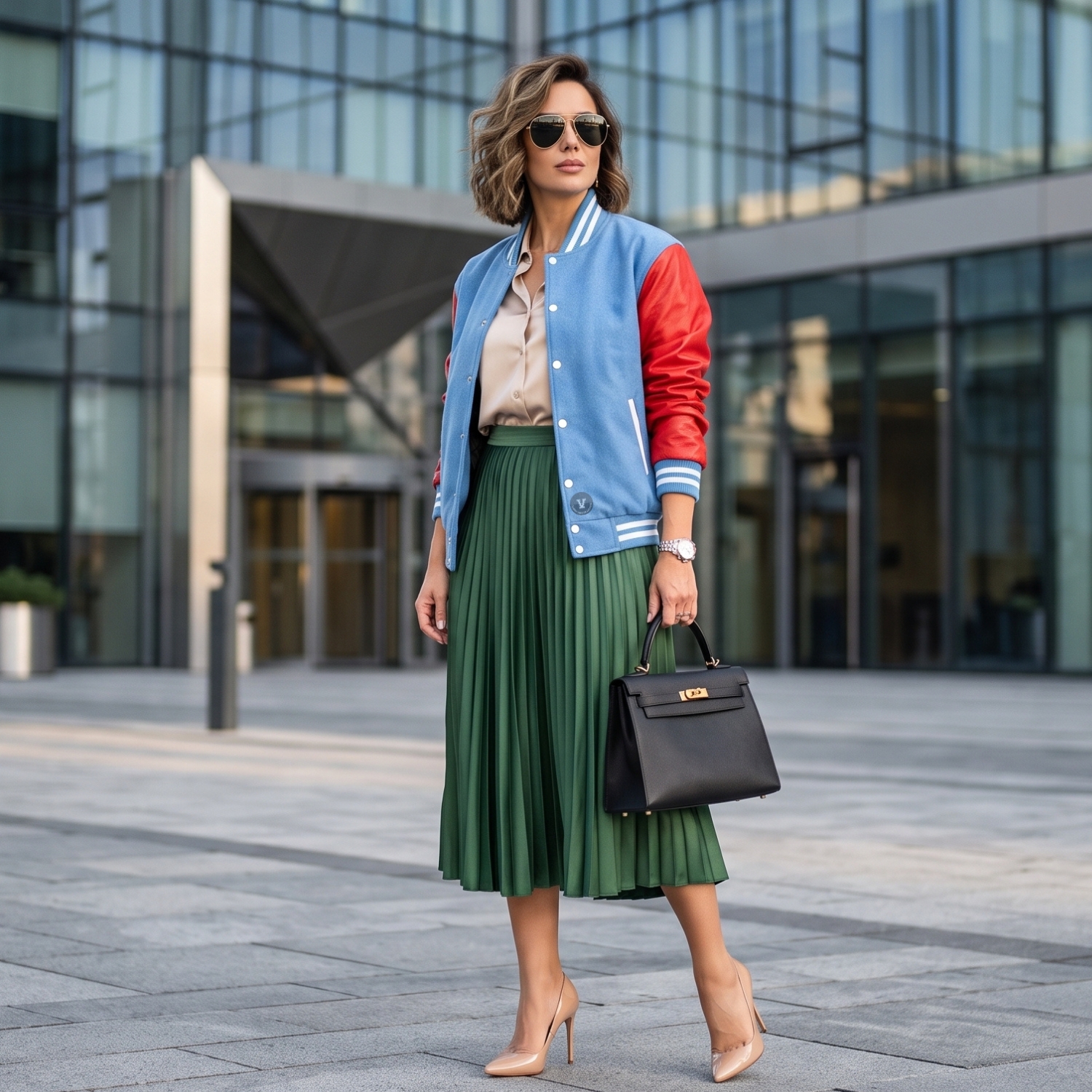 Varsity Jackets with Heels Women Chic Style