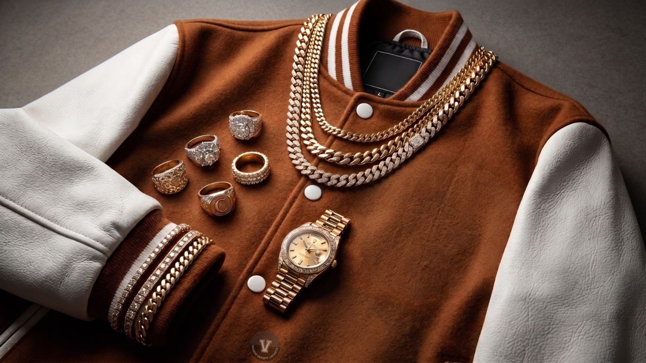Varsity Jackets with Jewelry Street Fashion