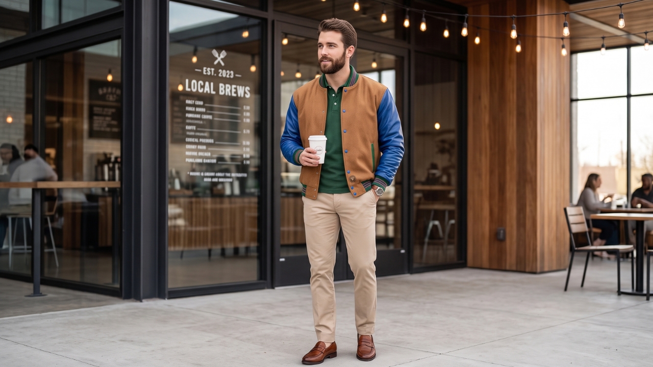 Varsity Jackets with Watches Men’s Casual Wear
