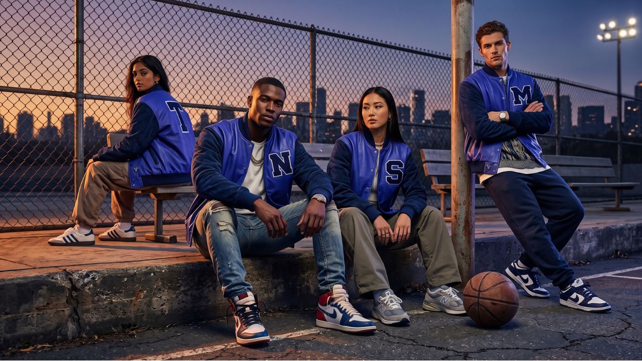 arsity Jackets with Jordans Basketball Vibe