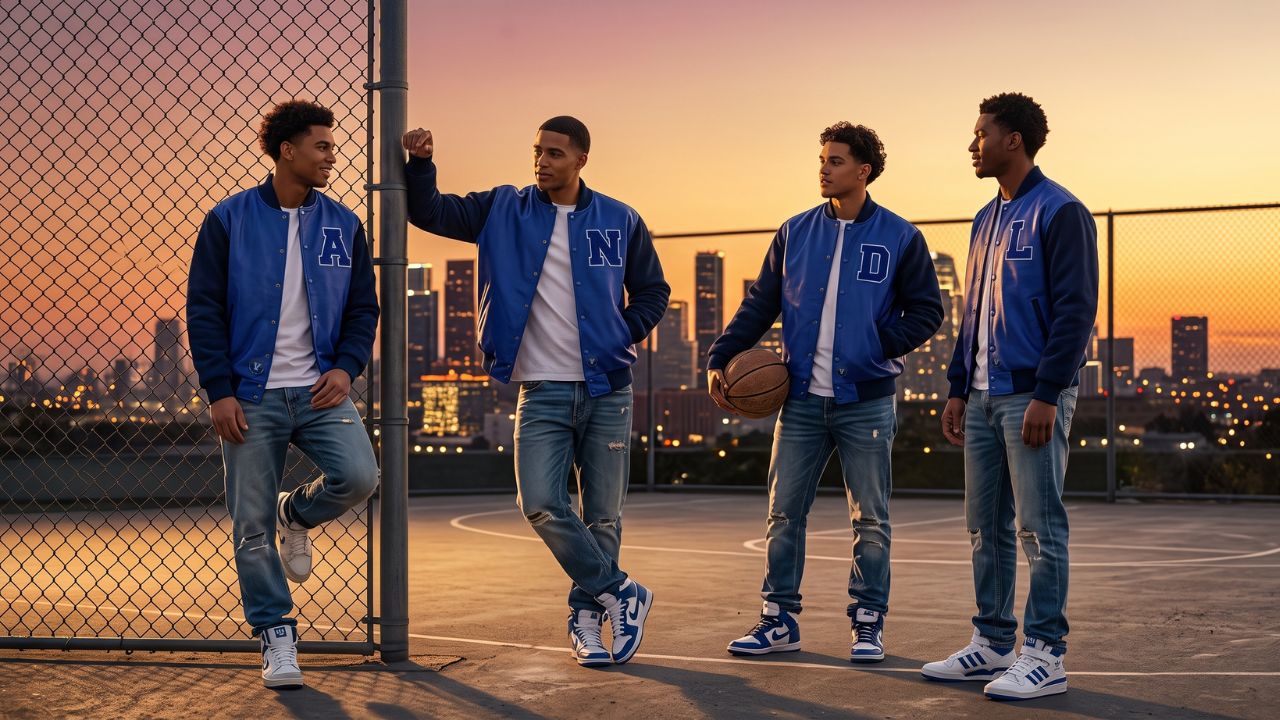 arsity Jackets with Jordans Basketball Vibe