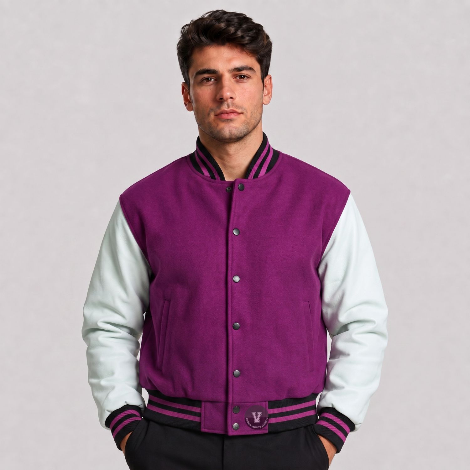 Cropped Fleece Varsity Jacket