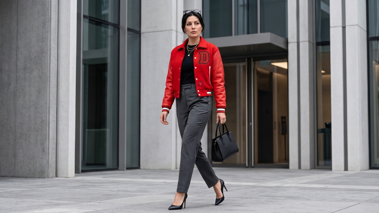 Design Varsity Jackets Cropped Jackets For Women Red