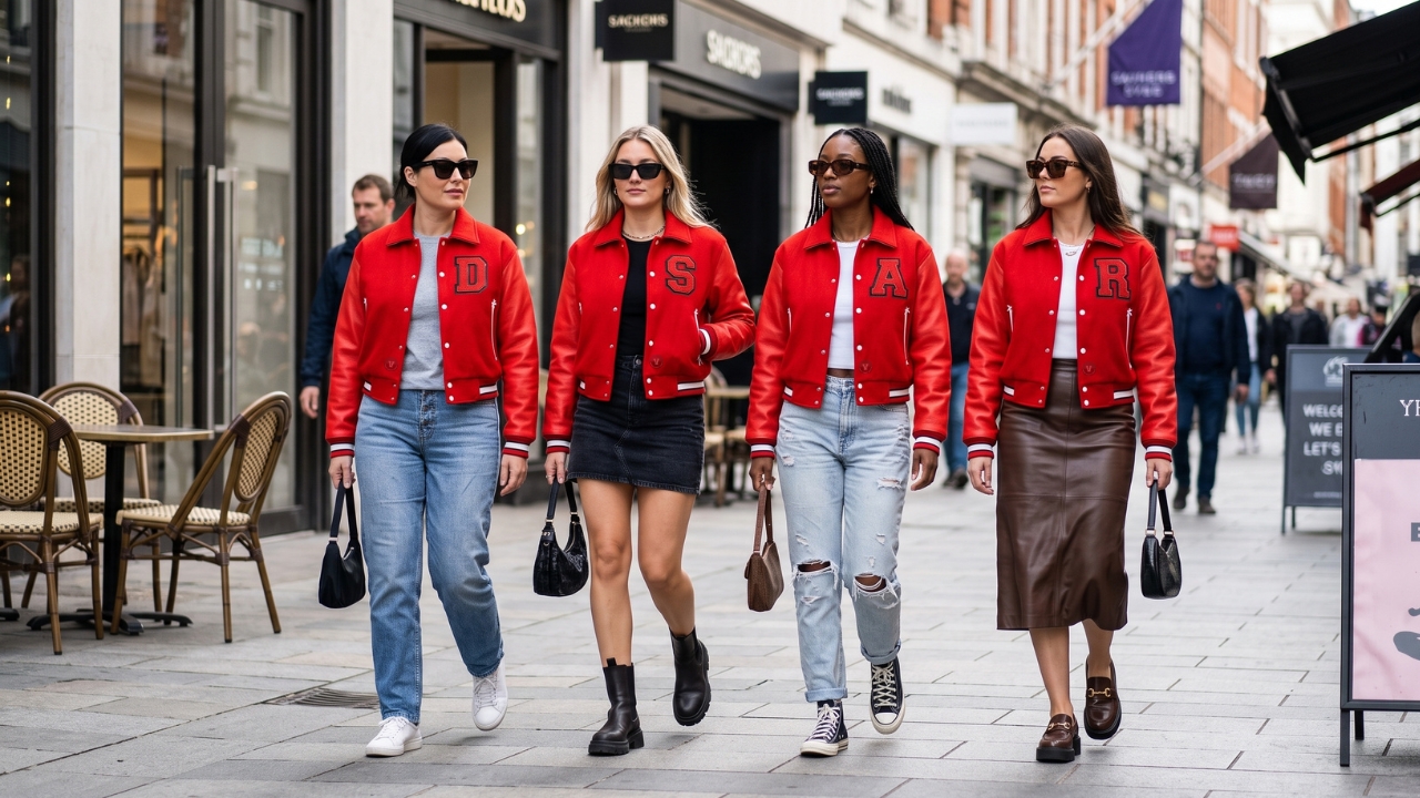 Design Varsity Jackets Cropped Jackets For Women Red