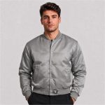 Cropped Satin Varsity Jacket Men