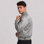 Cropped Satin Varsity Jacket Men