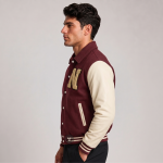 Cropped Wool Leather Jacket Men