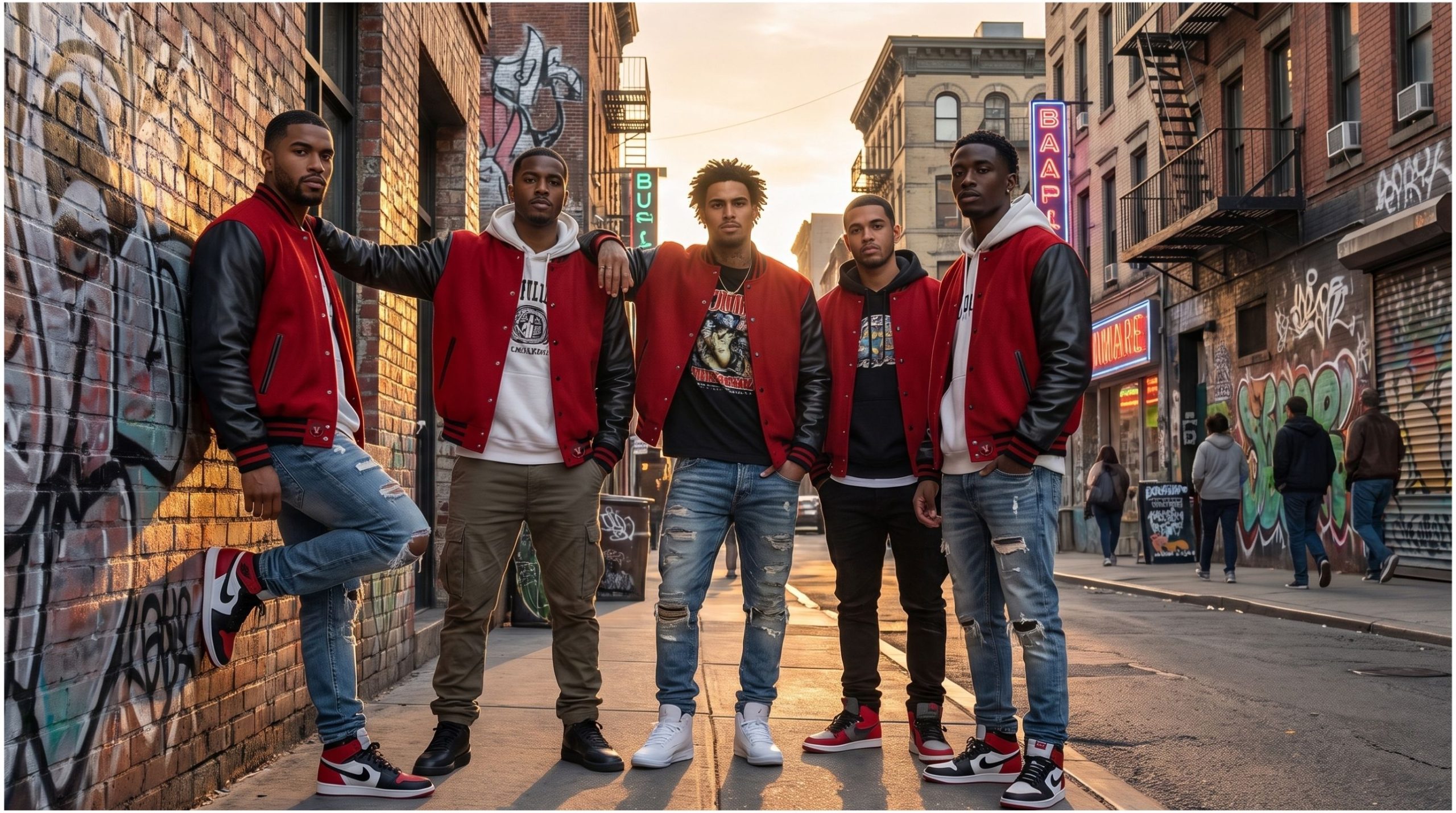 Men varsity jackets with Sneakers