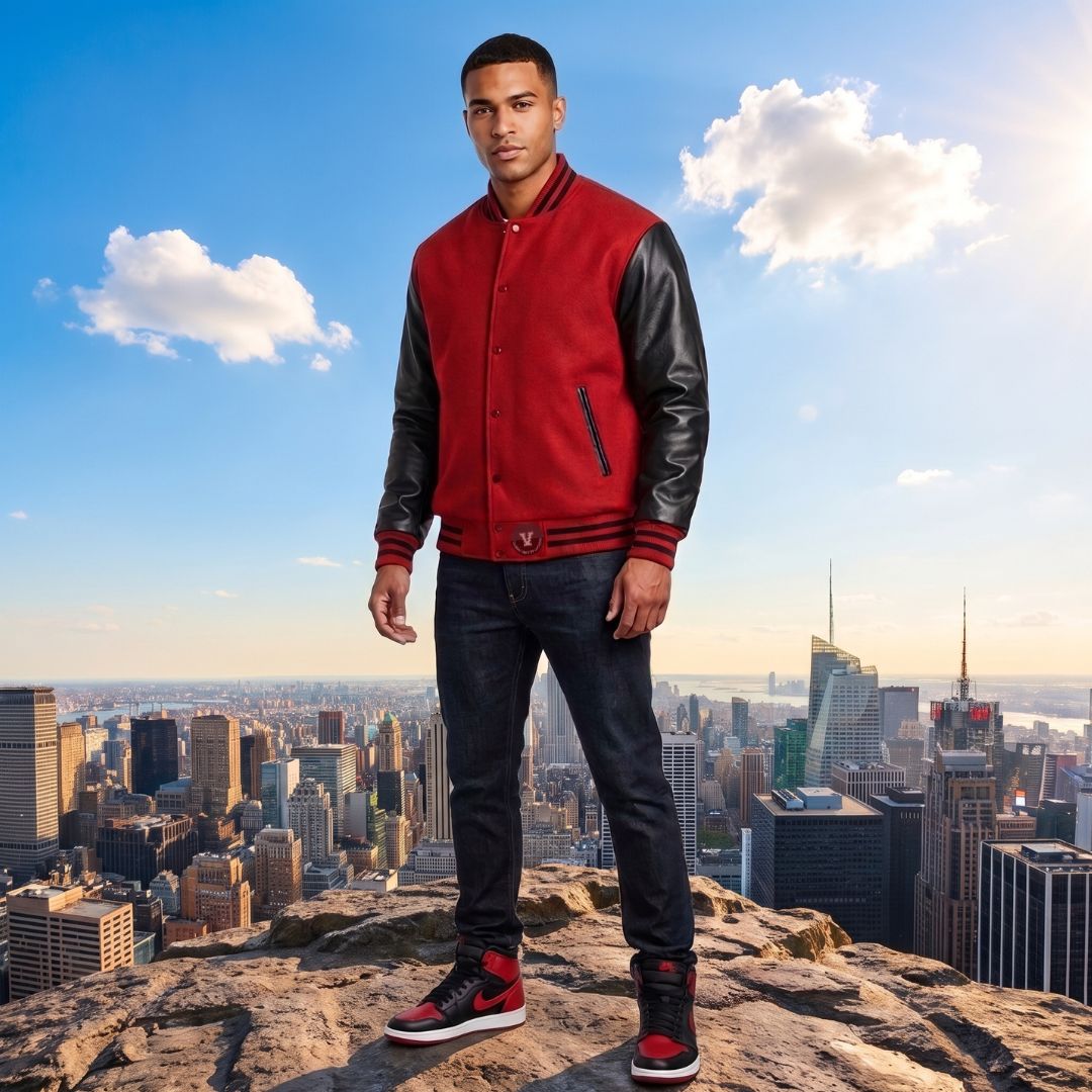 Men varsity jackets with Sneakers