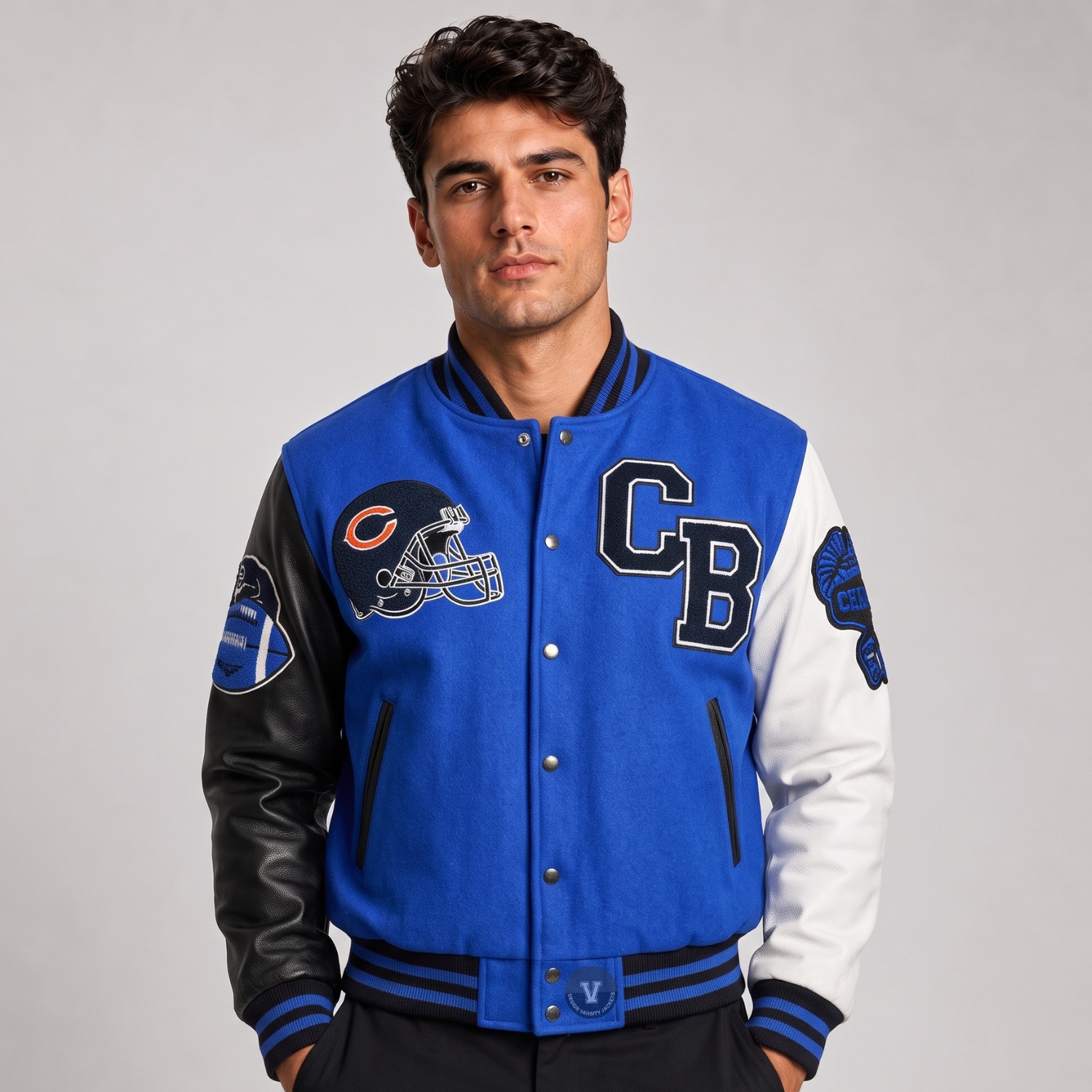 Embroidered Cropped Varsity Jacket