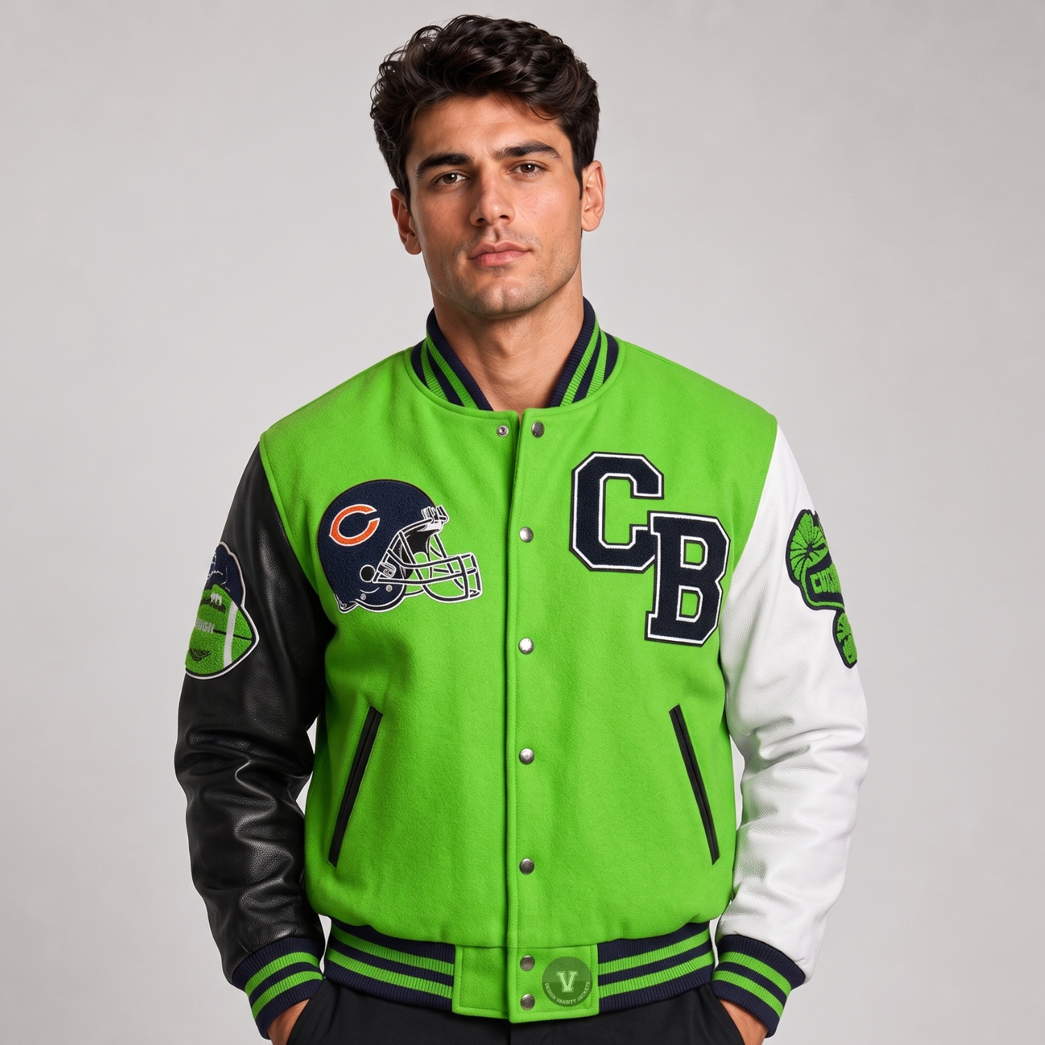 Embroidery Cropped Varsity Jacket