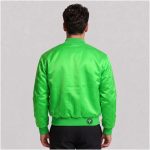 Green Cropped satin varsity Jacket