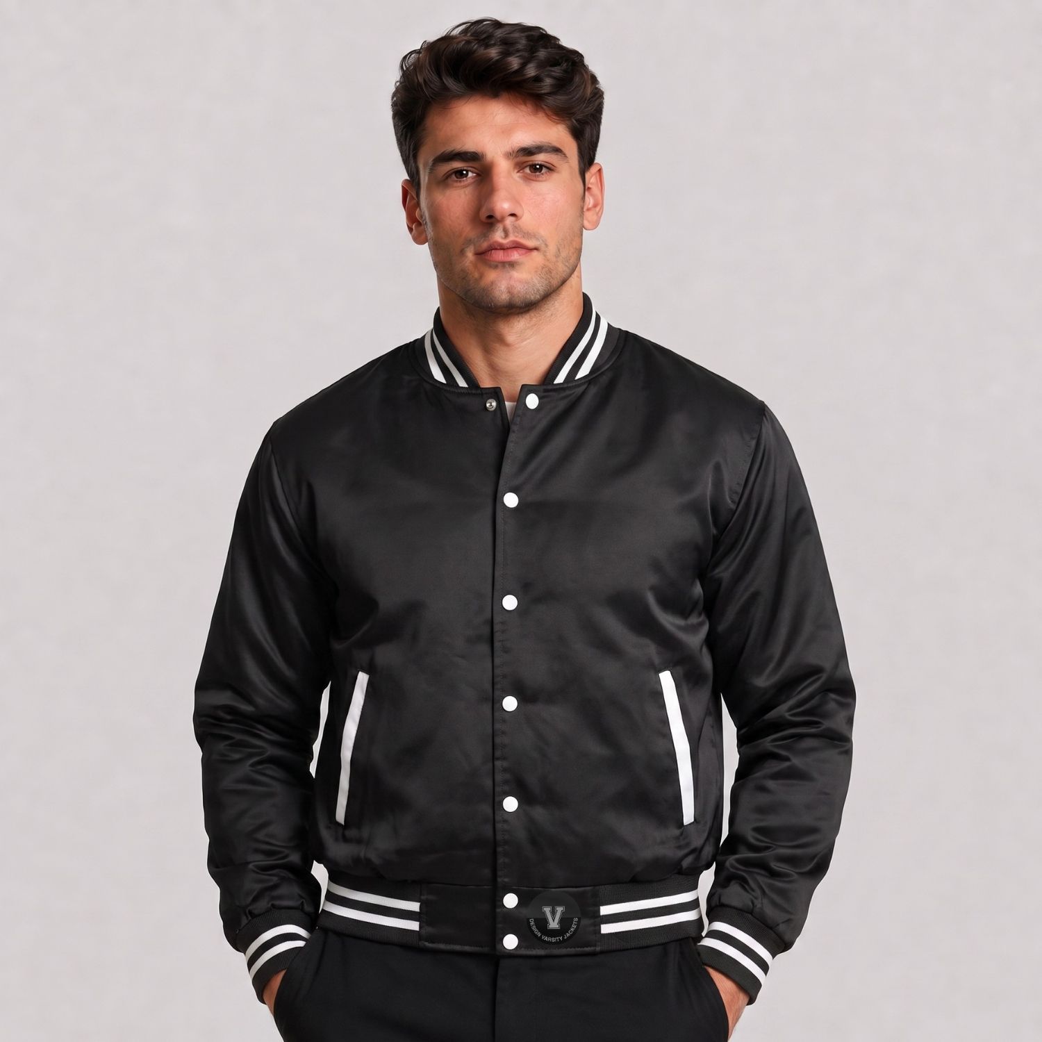 Men Cropped Satin Jacket