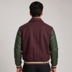 Men Cropped Varsity Jacket Wool Leather