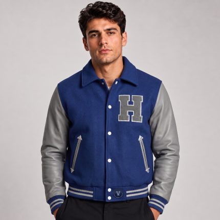 Men Cropped Wool Leather Jacket