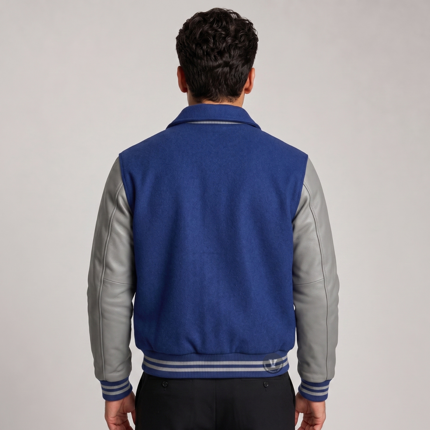Men Cropped Wool Leather Jacket