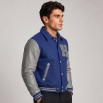 Men Cropped Wool Leather Jacket