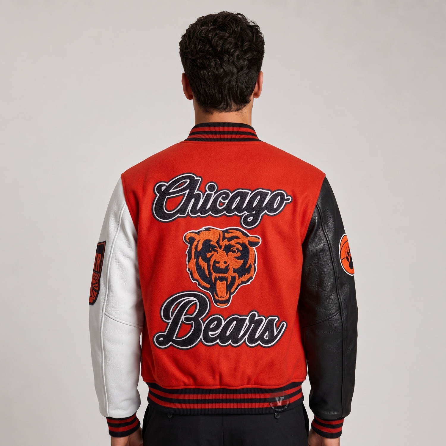 Red Cropped Varsity Jacket Men