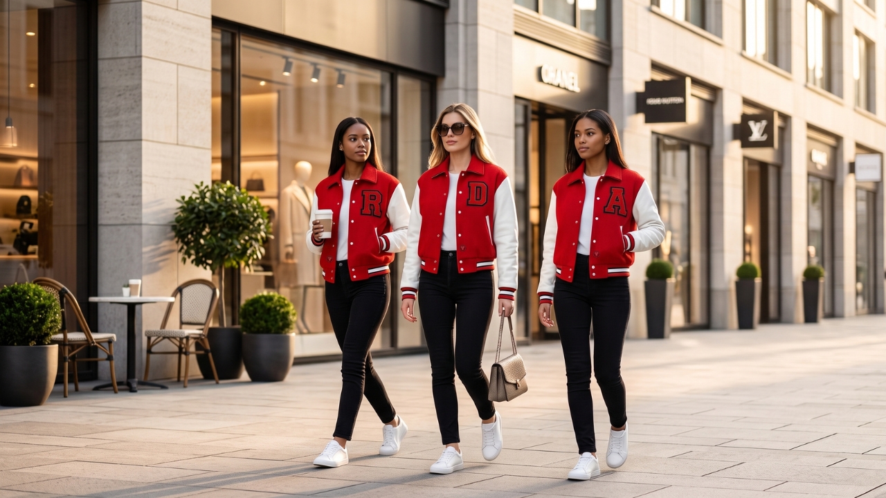 Red Varsity Jacket for Women
