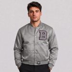 Satin Cropped Varsity Jacket