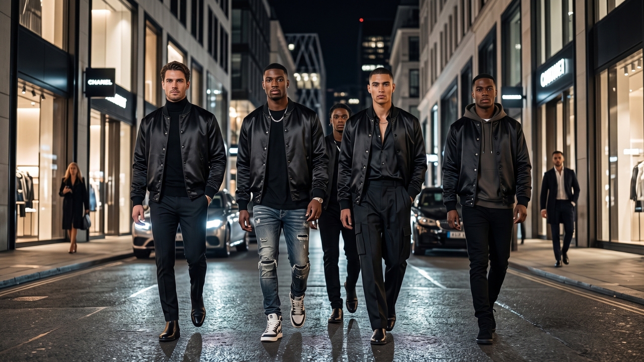 Satin Varsity Jackets Black