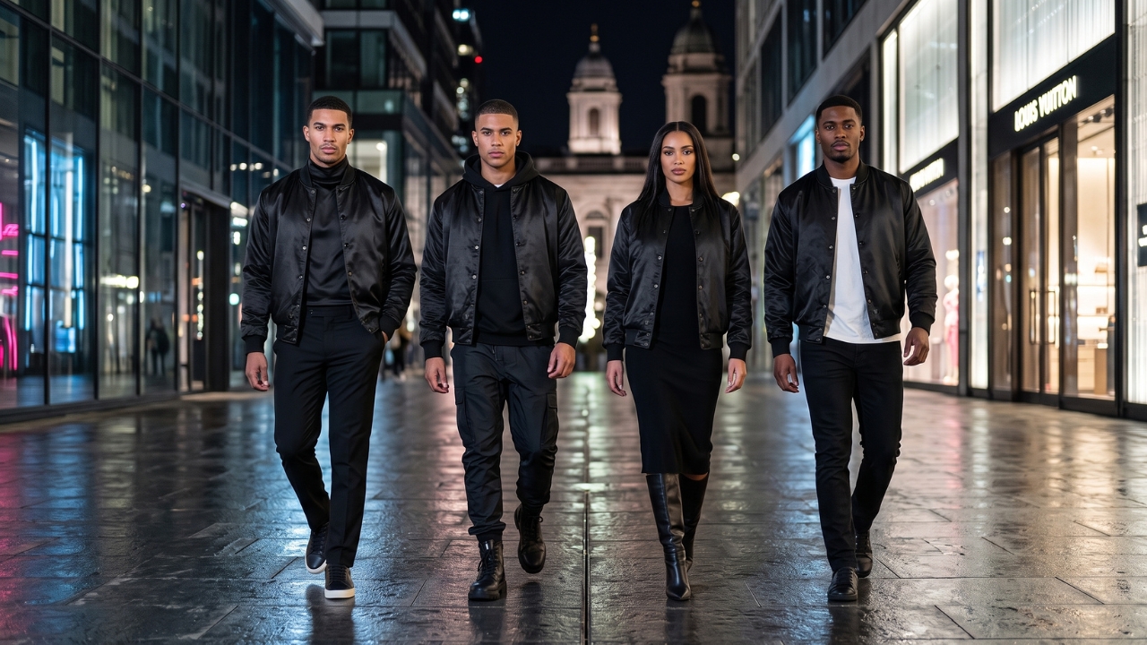 Satin Varsity Jackets Black