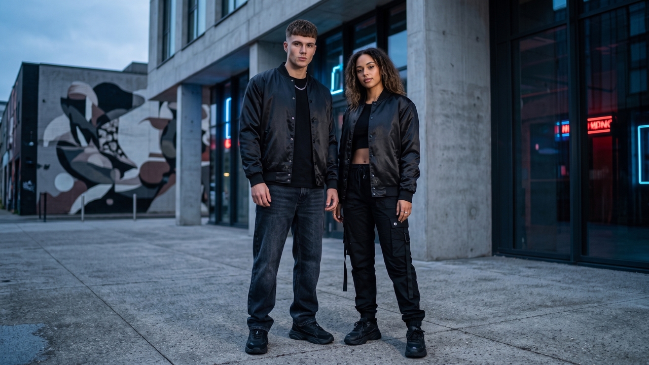 Satin Varsity Jackets Black