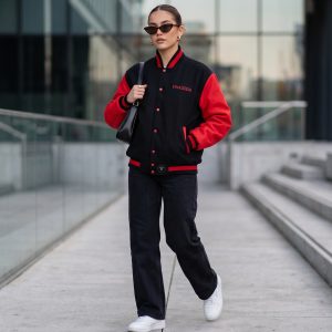 Varsity Jackets for Women Red and Black
