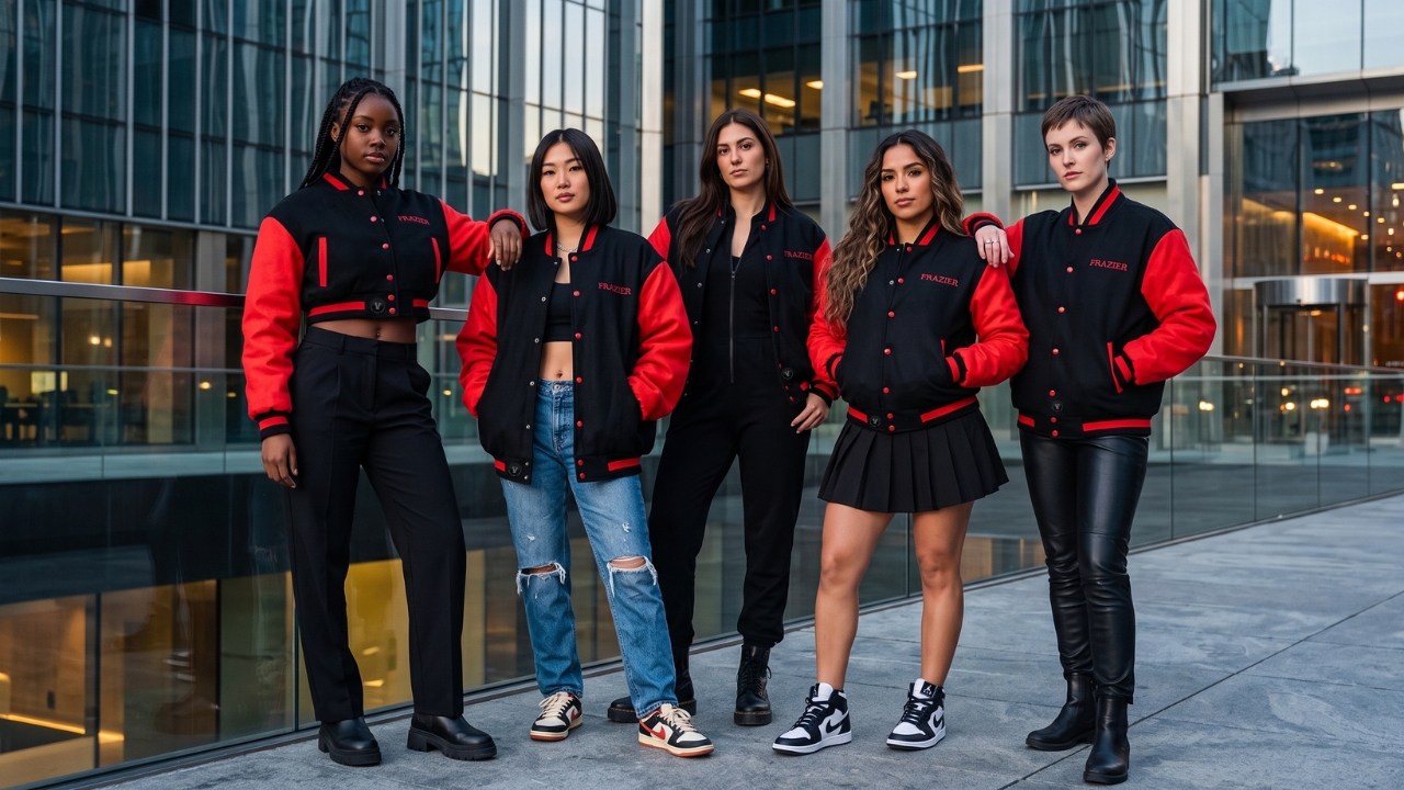Varsity Jackets for Women Red and Black
