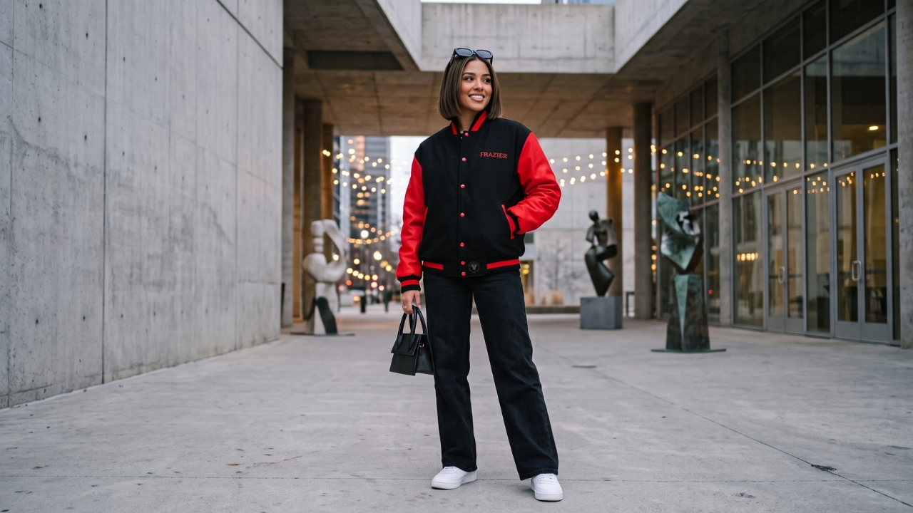 Varsity Jackets for Women Red and Black