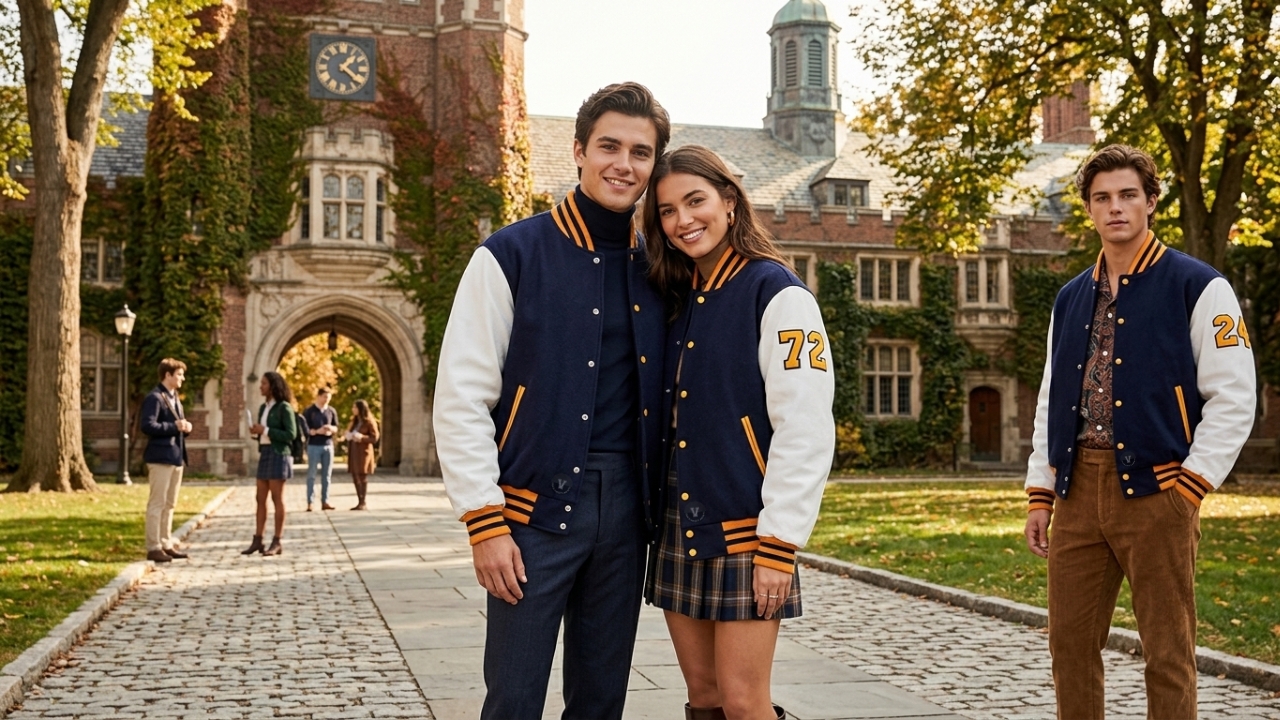 Varsity Jackets with Abstract Embroidery Designs