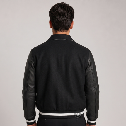 Wool Leather Jacket Cropped Men