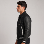 Wool Leather Jacket Cropped Men