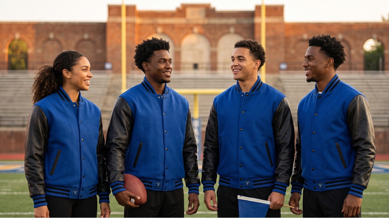 Wool Letterman Jackets with Leather Sleeves