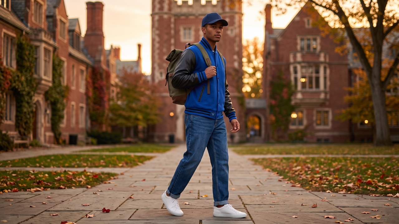 Wool Letterman Jackets with Leather Sleeves