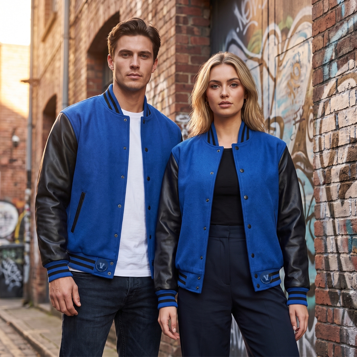 Wool Letterman Jackets with Leather Sleeves